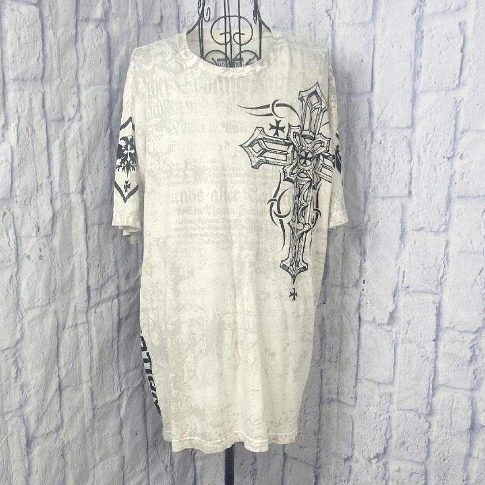 RAW STATE Black and White Short‎ Sleeve Tee for Effortless Style. Large